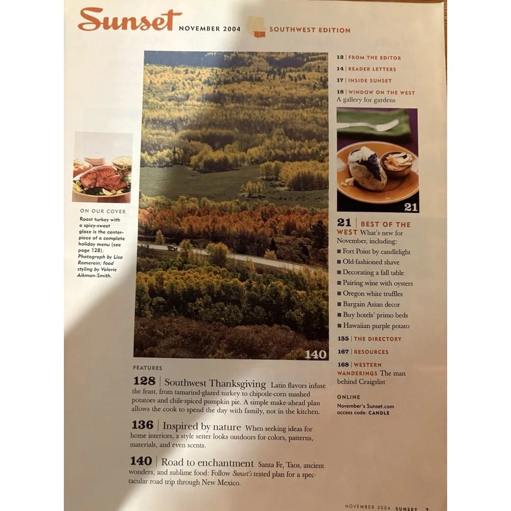Sunset Magazine Thanksgiving 2004 Chili-Glazed Turkey & 33 Holiday Recipes